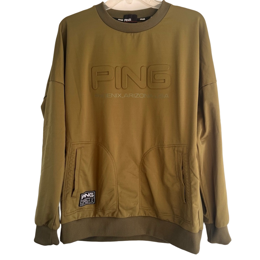 Ping Olive Men's Crewneck Long Sleeve Pockets Pullover Golf Phoenix Mens Large